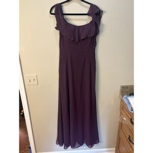 Mori Lee by Madeline Gardner Bridesmaid Dress Eggplant Purple Size 6 Full Length